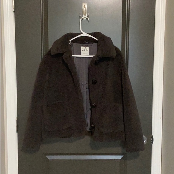 Zara Jackets & Blazers - Zara Dark Brown Teddy Jacket